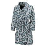 Snow Leopard Knitted Pattern Print Men's Bathrobe
