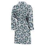Snow Leopard Knitted Pattern Print Men's Bathrobe