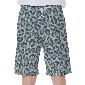 Snow Leopard Knitted Pattern Print Men's Beach Shorts