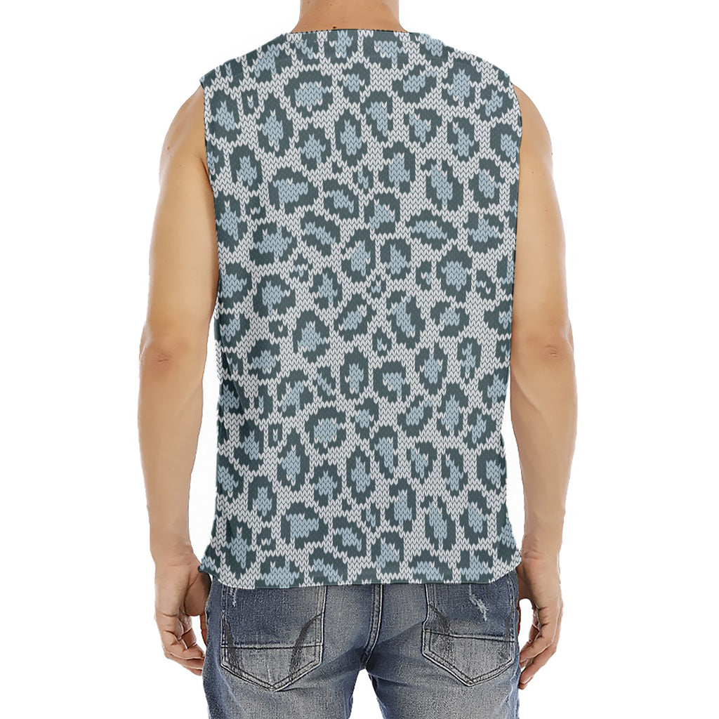 Snow Leopard Knitted Pattern Print Men's Fitness Tank Top