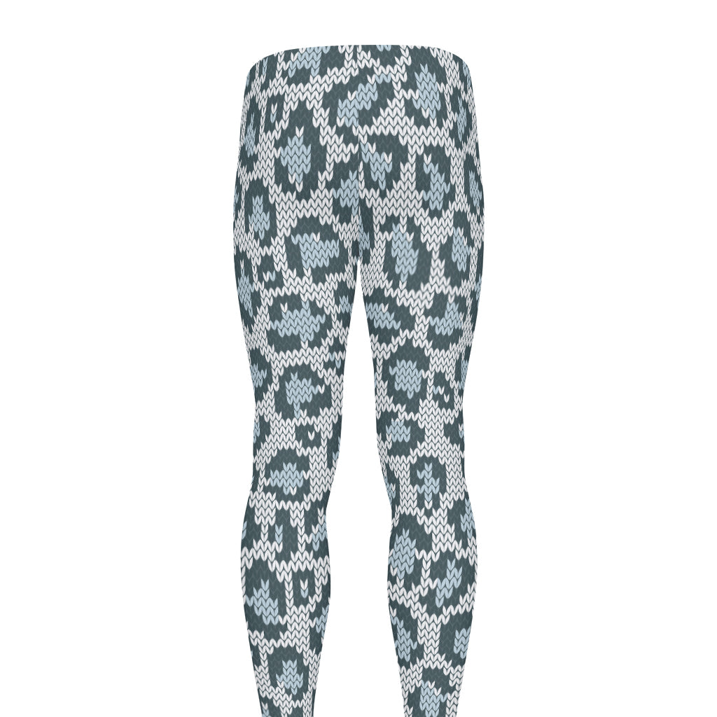 Snow Leopard Knitted Pattern Print Men's leggings
