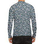 Snow Leopard Knitted Pattern Print Men's Long Sleeve Rash Guard