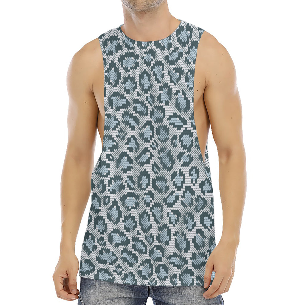 Snow Leopard Knitted Pattern Print Men's Muscle Tank Top