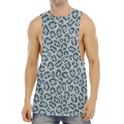 Snow Leopard Knitted Pattern Print Men's Muscle Tank Top