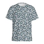 Snow Leopard Knitted Pattern Print Men's Sports T-Shirt