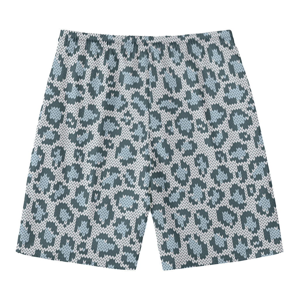 Snow Leopard Knitted Pattern Print Men's Swim Trunks
