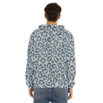 Snow Leopard Knitted Pattern Print Men's Velvet Pullover Hoodie