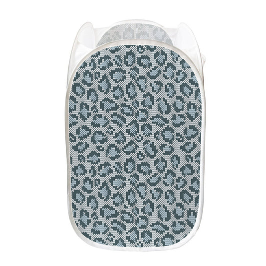 Snow Leopard Knitted Pattern Print Mesh Laundry Hamper
