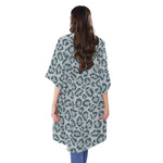 Snow Leopard Knitted Pattern Print Open Front Beach Cover Up