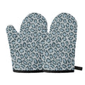 Snow Leopard Knitted Pattern Print Oven Mitts