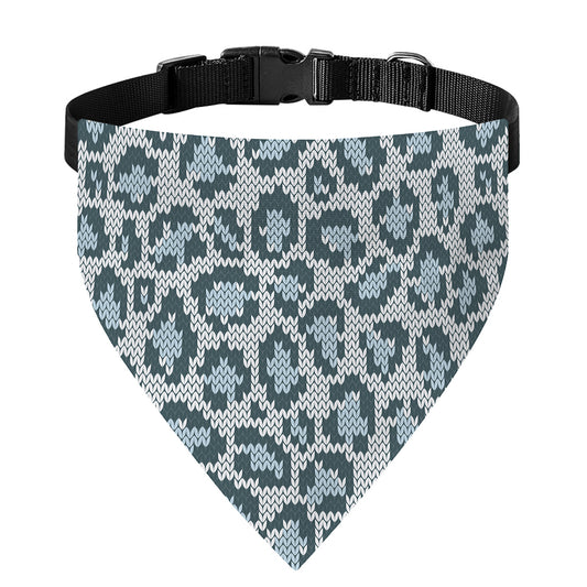 Snow Leopard Knitted Pattern Print Over The Collar Dog Bandana