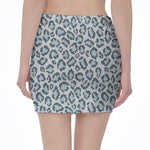 Snow Leopard Knitted Pattern Print Pencil Mini Skirt