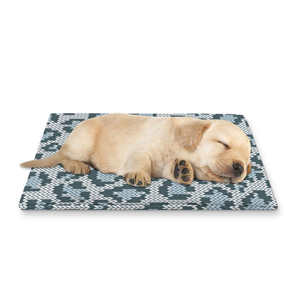 Snow Leopard Knitted Pattern Print Pet Cooling Mat Cover