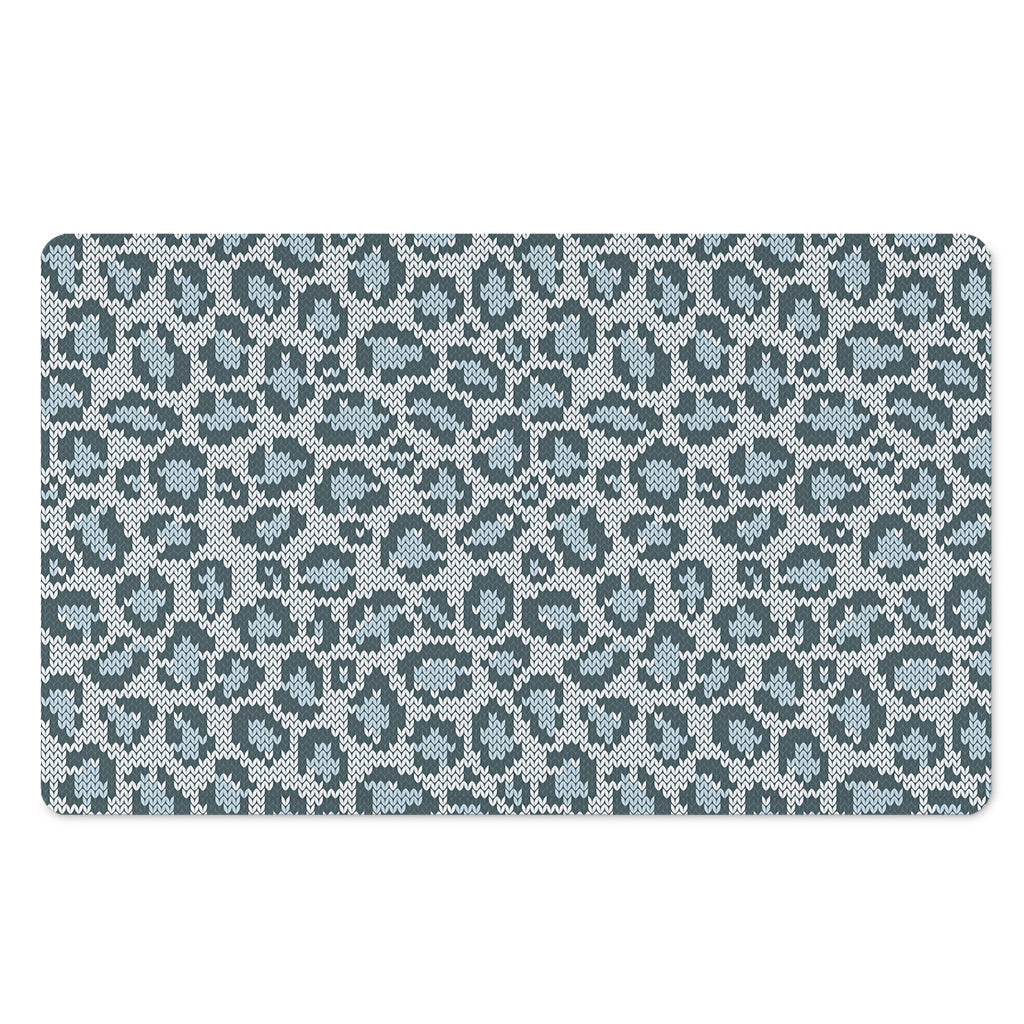 Snow Leopard Knitted Pattern Print Polyester Doormat