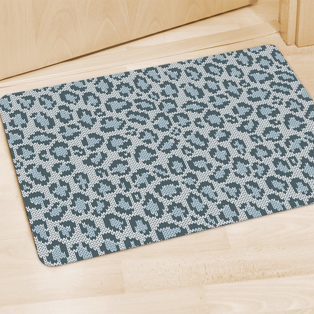 Snow Leopard Knitted Pattern Print Polyester Doormat
