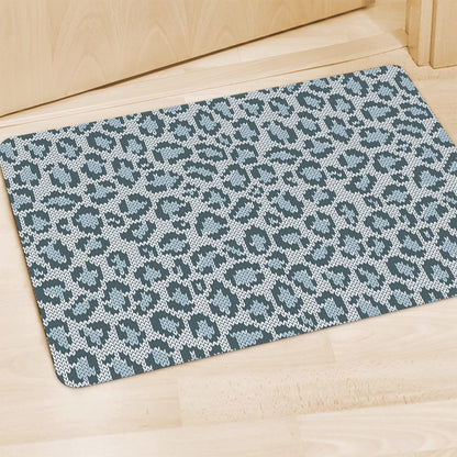 Snow Leopard Knitted Pattern Print Polyester Doormat