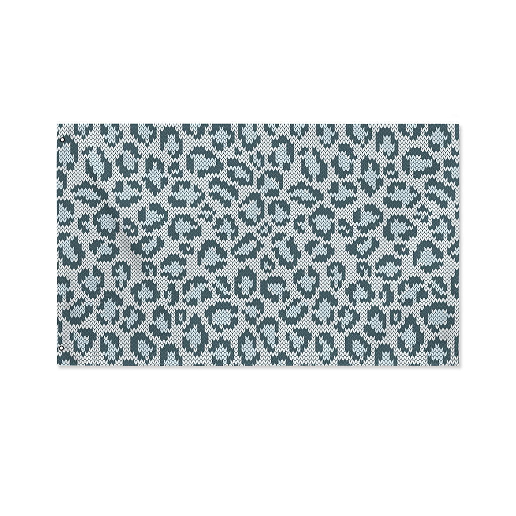 Snow Leopard Knitted Pattern Print Polyester Flag