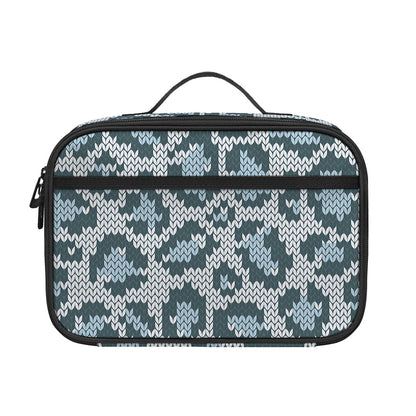 Snow Leopard Knitted Pattern Print Portable Lunch Bag