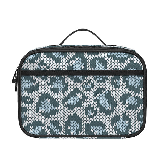 Snow Leopard Knitted Pattern Print Portable Lunch Bag