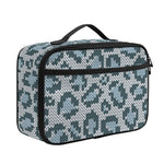 Snow Leopard Knitted Pattern Print Portable Lunch Bag