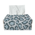 Snow Leopard Knitted Pattern Print Rectangle Tissue Box Cover