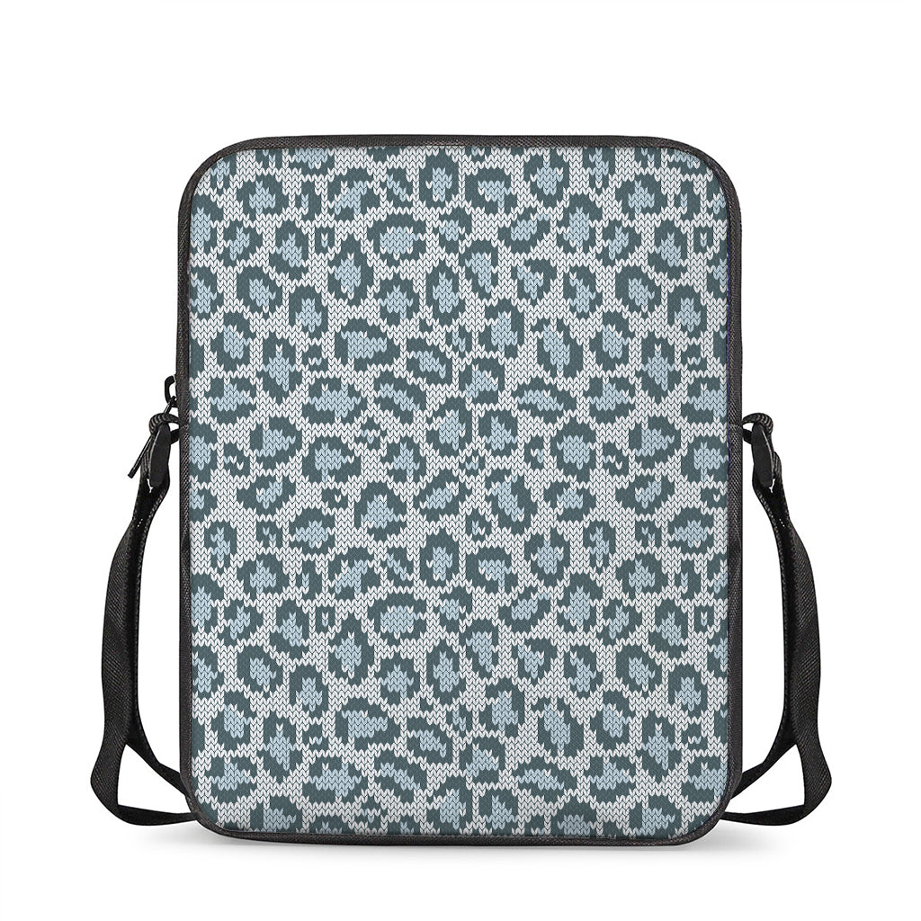 Snow Leopard Knitted Pattern Print Rectangular Crossbody Bag