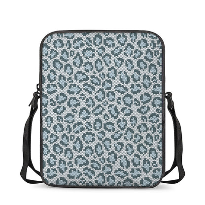 Snow Leopard Knitted Pattern Print Rectangular Crossbody Bag
