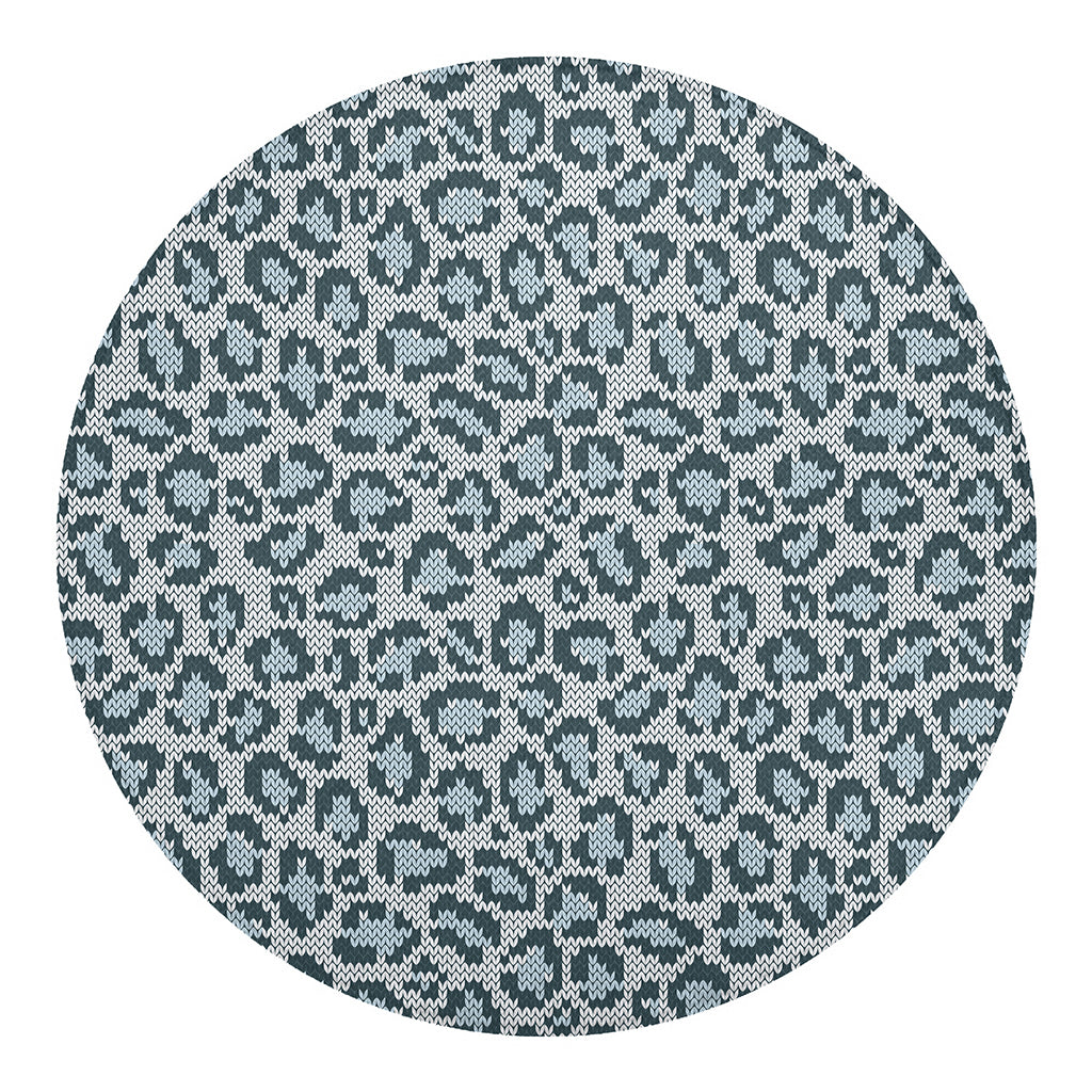 Snow Leopard Knitted Pattern Print Round Blanket