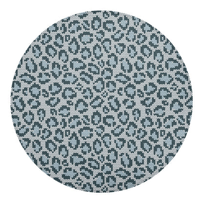Snow Leopard Knitted Pattern Print Round Blanket