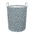 Snow Leopard Knitted Pattern Print Round Laundry Basket