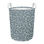 Snow Leopard Knitted Pattern Print Round Laundry Basket