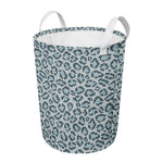 Snow Leopard Knitted Pattern Print Round Laundry Basket