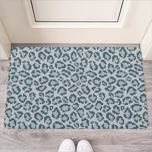 Snow Leopard Knitted Pattern Print Rubber Doormat