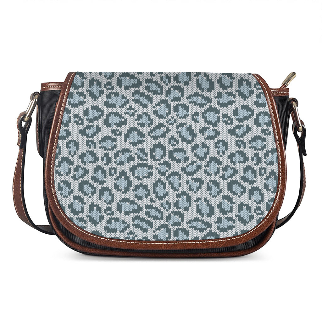 Snow Leopard Knitted Pattern Print Saddle Bag
