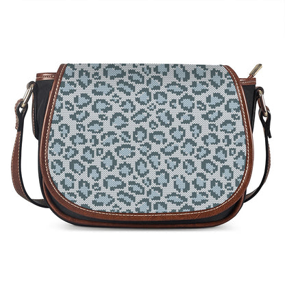 Snow Leopard Knitted Pattern Print Saddle Bag