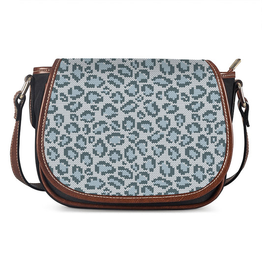 Snow Leopard Knitted Pattern Print Saddle Bag
