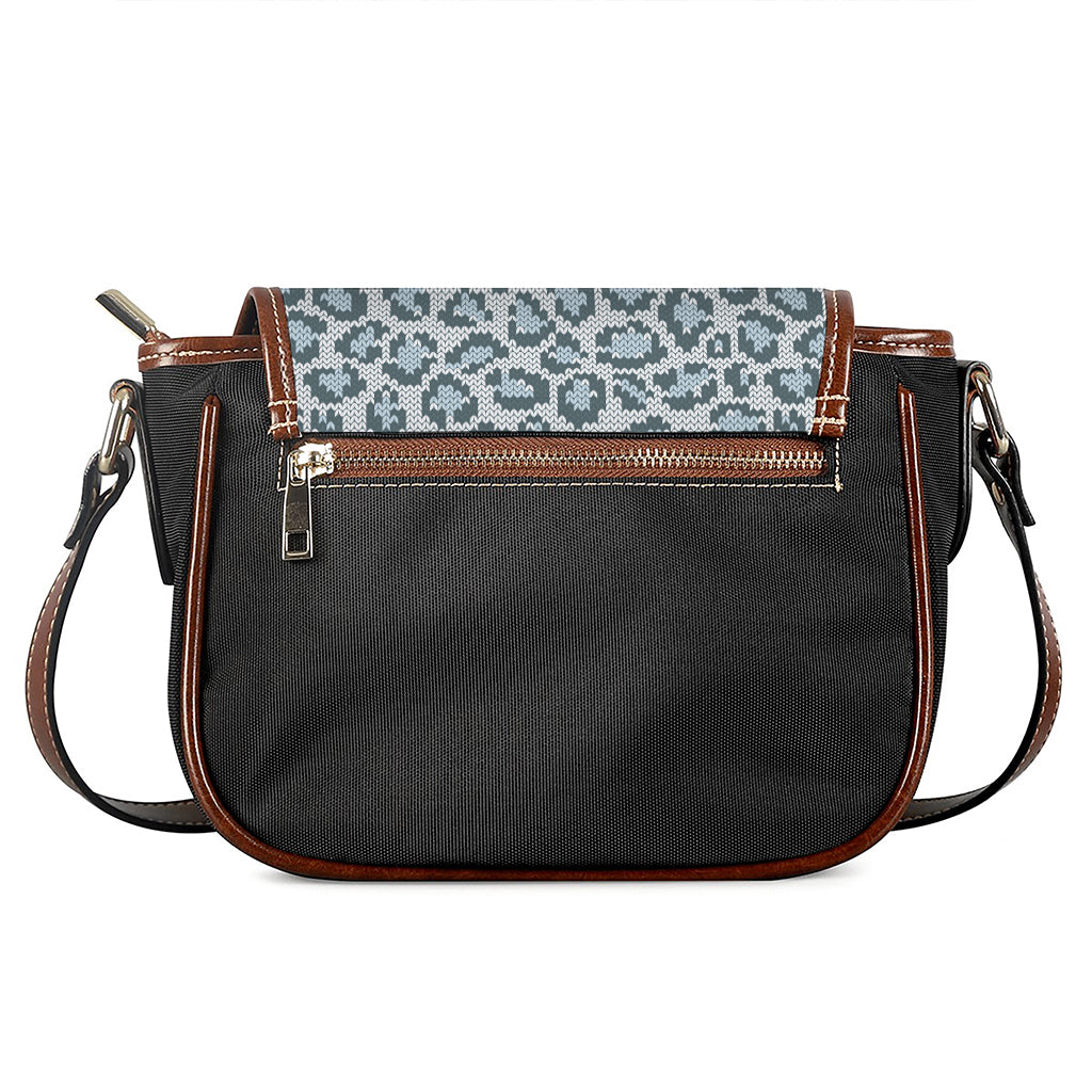 Snow Leopard Knitted Pattern Print Saddle Bag