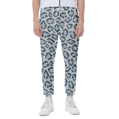 Snow Leopard Knitted Pattern Print Scuba Joggers