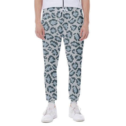 Snow Leopard Knitted Pattern Print Scuba Joggers