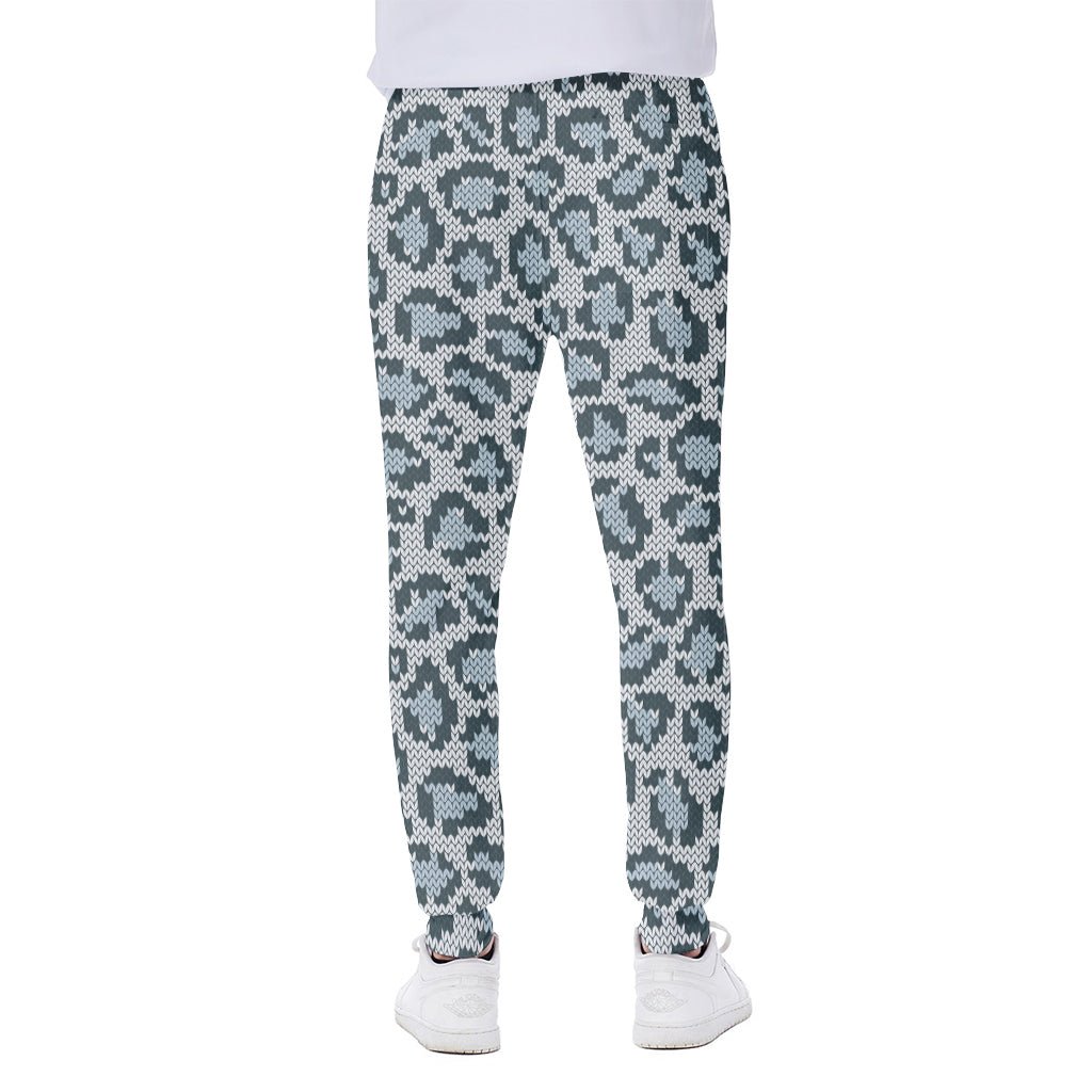Snow Leopard Knitted Pattern Print Scuba Joggers