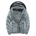 Snow Leopard Knitted Pattern Print Sherpa Lined Zip Up Hoodie
