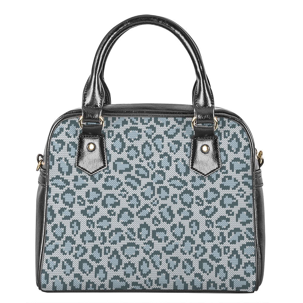 Snow Leopard Knitted Pattern Print Shoulder Handbag
