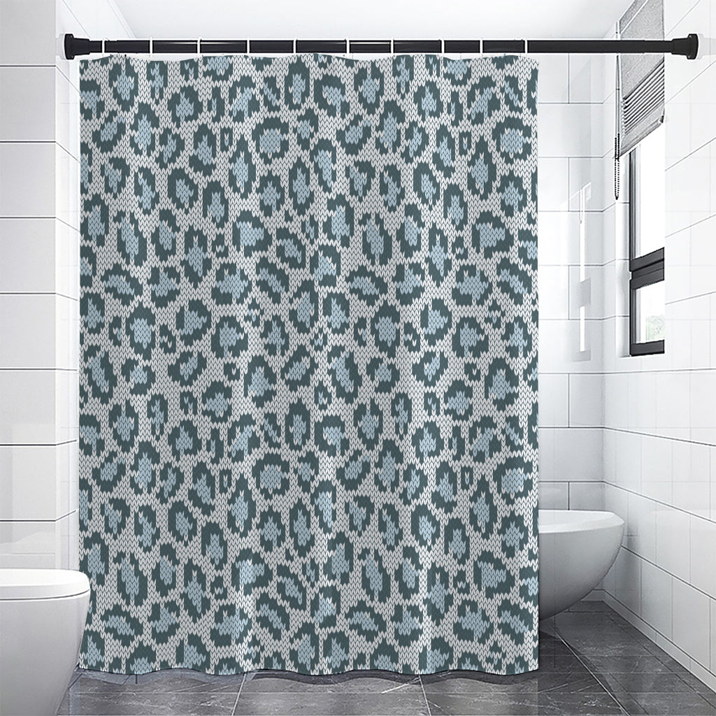 Snow Leopard Knitted Pattern Print Shower Curtain