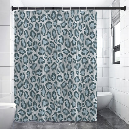 Snow Leopard Knitted Pattern Print Shower Curtain