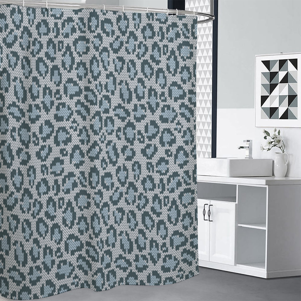 Snow Leopard Knitted Pattern Print Shower Curtain