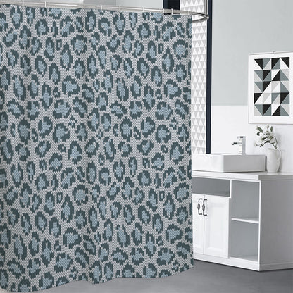 Snow Leopard Knitted Pattern Print Shower Curtain