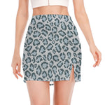 Snow Leopard Knitted Pattern Print Side Slit Mini Skirt