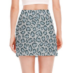 Snow Leopard Knitted Pattern Print Side Slit Mini Skirt