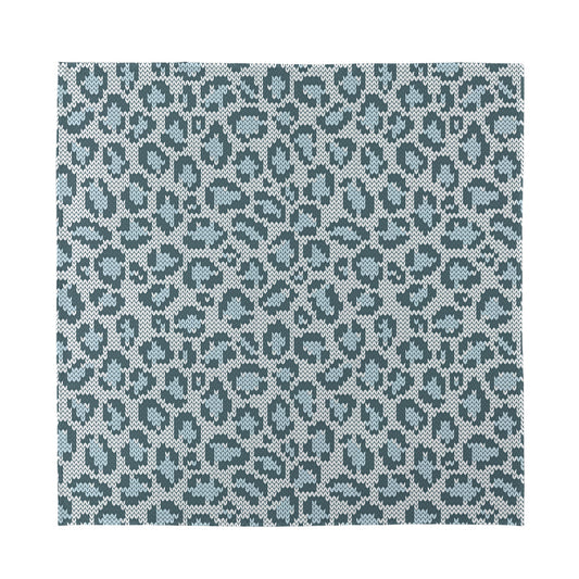 Snow Leopard Knitted Pattern Print Silk Bandana