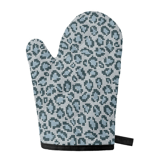 Snow Leopard Knitted Pattern Print Single Oven Mitt